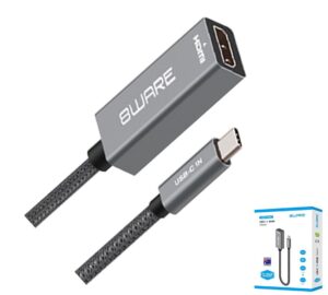 8ware 10cm USB-C to HDMI Male-Female Adapter Converter Cable Retail Pack for PC Laptop iPad MacBook Pro/Air Surface Dell XPS to Monitor Projector TV