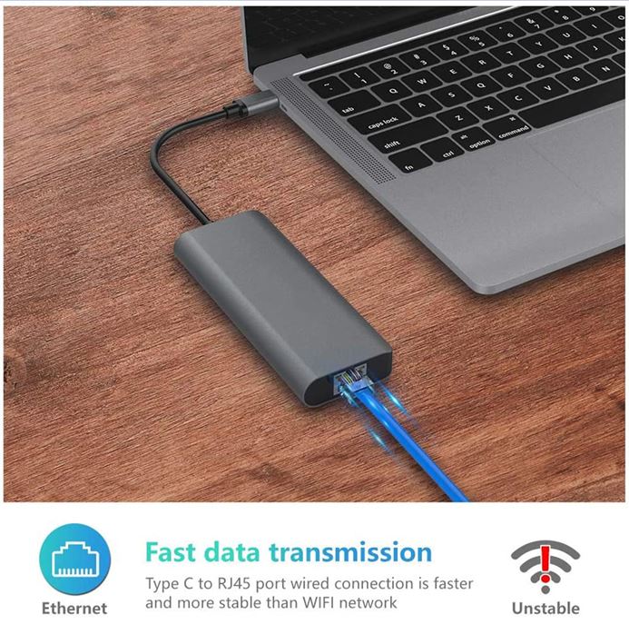 Astrotek USB-C Dock 6-in-1 Multiport Hub/Docking Station with 60W Power 1xHDMI 4K GLAN 2xUSB3.0 Card Reader for HP Lenovo Asus MacBook Chromebook - Image 4