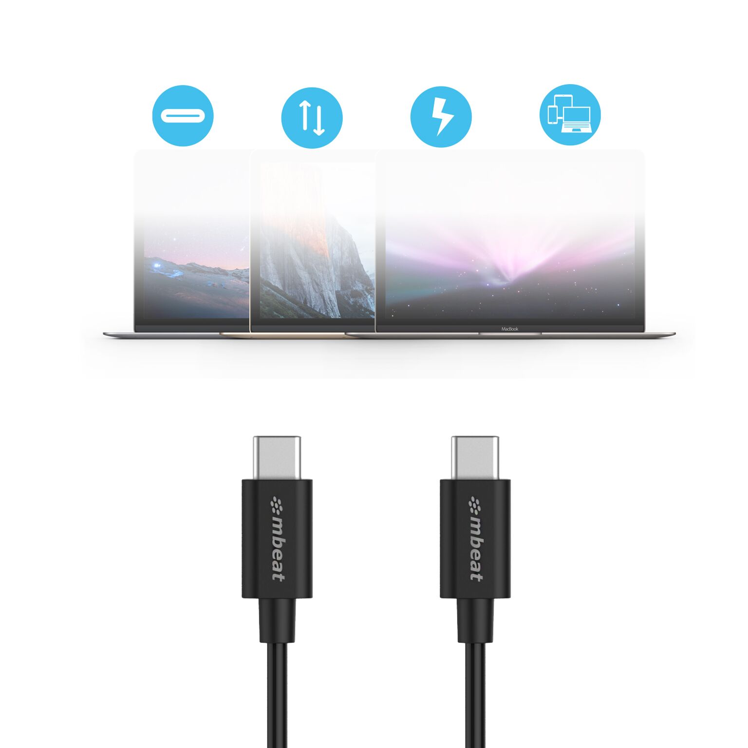 mbeat® Prime 2m USB-C to USB-C 2.0 Charge And Sync Cable High Quality/Fast Charge for Mobile Phone Device Samsung Galaxy Note 8 S8 9 Plus LG Huawei - Image 4