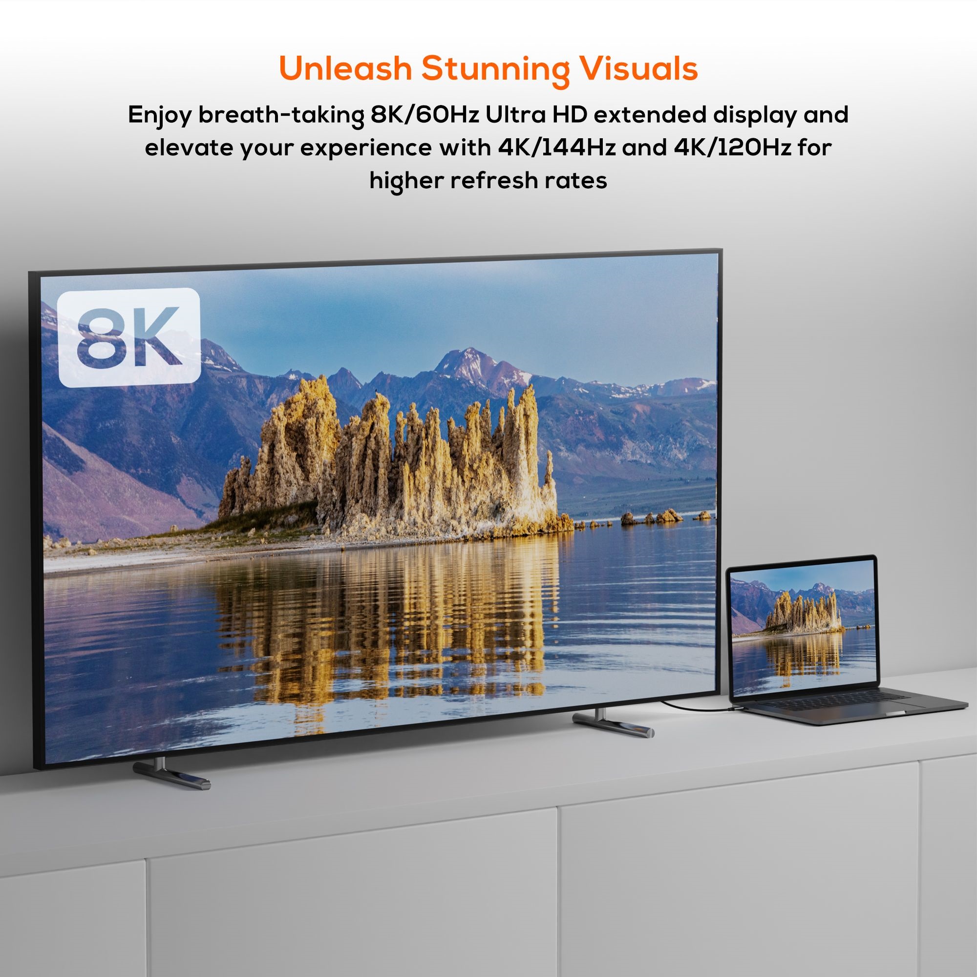 mbeat® Tough Link 8K 1.8m USB-C to HDMI Cable Host Interface: USB-C Output Interface: HDMI USBC-C HDMI Package Weight: 101.3g - Image 2