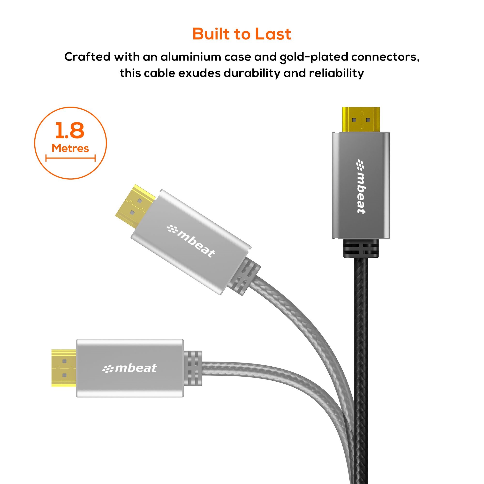 mbeat® Tough Link 1.8m HDMI to DVI Cable Up to 1080p@60Hz (1920×1080) Cable Length: 1.8m Package Weight: 163g (LS) - Image 2