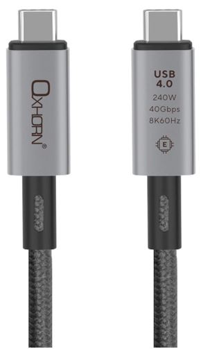 Oxhorn USB 4.0 Type C to Type C Gen3 1m Cable 40Gbps 5A 100W 8K@60Hz E-Marker Chip Aluminum Header  Supports USB 3.2 / 3.1 / 3.0 Black