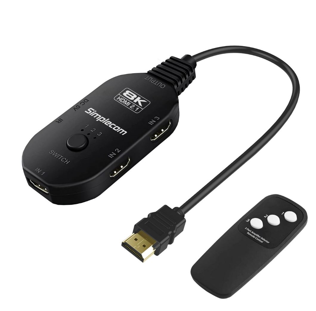 Simplecom CM353 3-Port HDMI 2.1 Switch 3 IN 1 OUT Splitter HDCP 2.3 8K@60Hz - Image 2