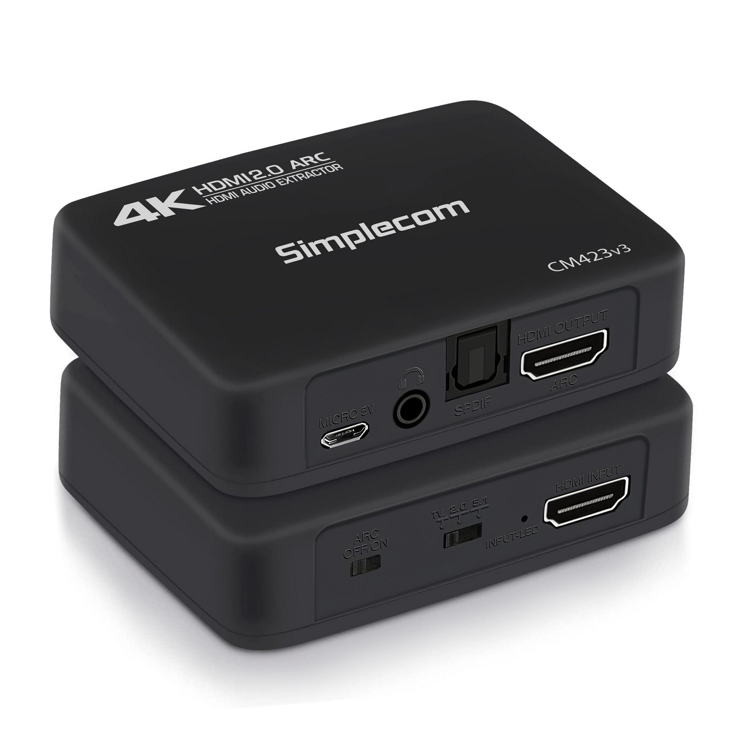Simplecom CM423v3 HDMI 2.0 Audio Extractor Optical SPDIF + 3.5mm Stereo with ARC 4K@60Hz - Image 2