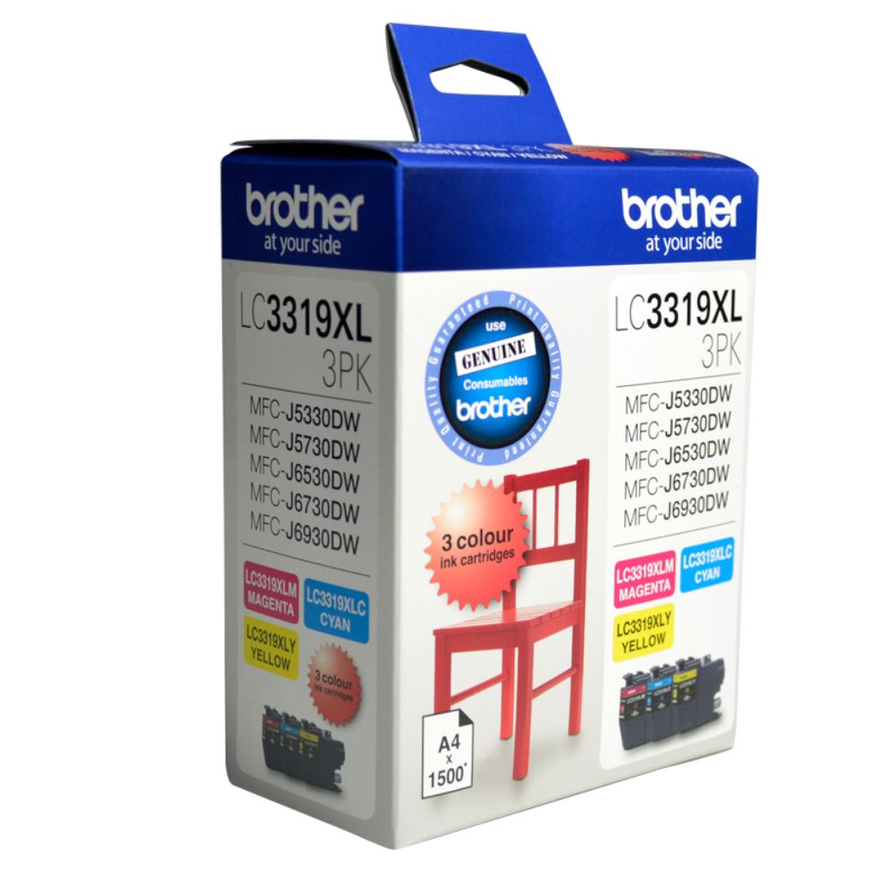 Brother LC-3319XL Colour Value Pack 1X Cyan 1X Magenta 1X Yellow-MFC-J5330DW/J5730DW/J6530DW/J6730DW/J6930DW - up to 3000 P