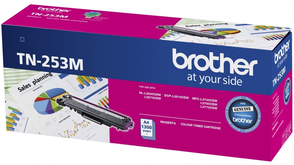 Brother TN-253M Magenta Toner Cartridge to Suit - HL-3230CDW/3270CDW/DCP-L3015CDW/MFC-L3745CDW/L3750CDW/L3770CDW (1,300 Pages)