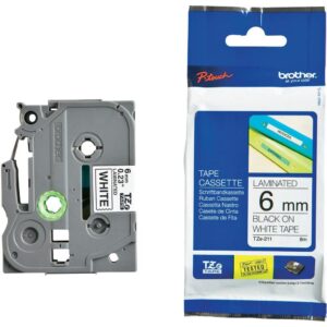 Brother 6mm Black on White TZE Tape