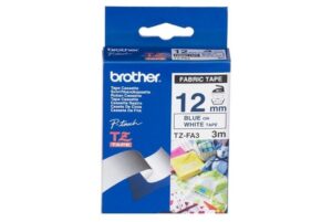 Brother 12MM Blue White Tape Fabric TZE Tape