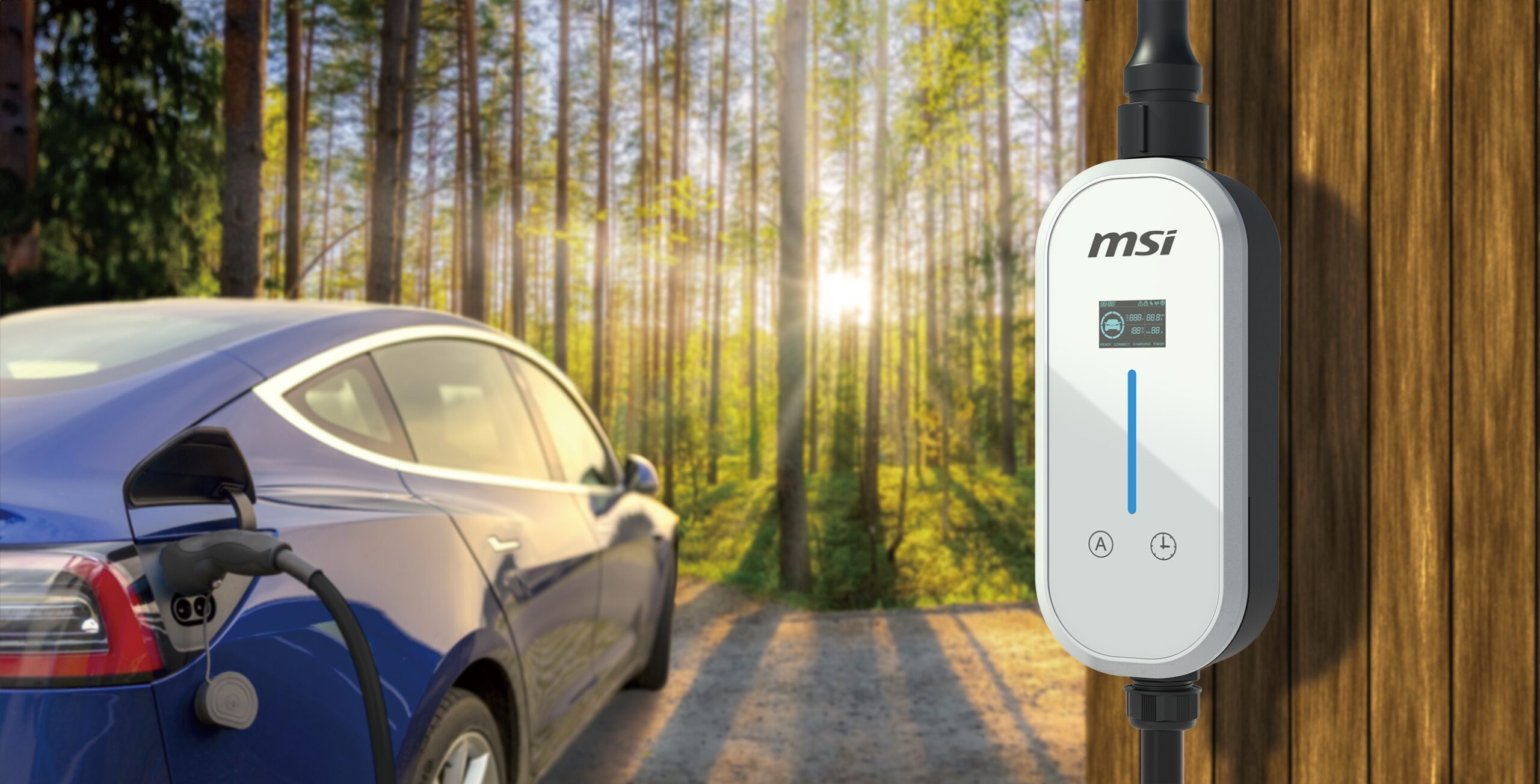 MSI Portable EV Charger White Ezgo 10A+15A+Home kit, Single Phase, 230V, 1PH, 2.3KW & 3.4KW, 5M Type 2 Charging gun, 1.8'LCD, IP66, 1.5T, Bluetooth - Image 3