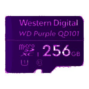 Western Digital WD Purple 256GB MicroSDXC Card 24/7 -25°C to 85°C Weather & Humidity Resistant for Surveillance IP Cameras mDVRs NVR Dash Cams Drones
