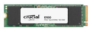 Crucial E100 2TB Gen4 NVMe SSD 5000/4500 MB/s R/W 100TBW 350K/460K IOPS 1M hrs MTTF M.2 2280 PCIe4 3yrs ~Crucial P3 Plus