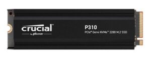 Crucial P310 1TB Gen4 2280 NVMe SSD w Heatsink 7100/6000 MB/s R/W 220TBW 1000K/1200K IOPS 1.5M hrs MTTF Full-Drive Encryption M.2 PCIe4 5yrs