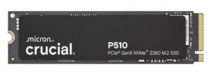 Crucial P510 1TB Gen5 2280 NVMe M.2 SSD 11,000 / 9,500 MB/s R/W 600TBW 1.5M IOPS 1.5M hrs MTTF Full-Drive Encryption 5yrs