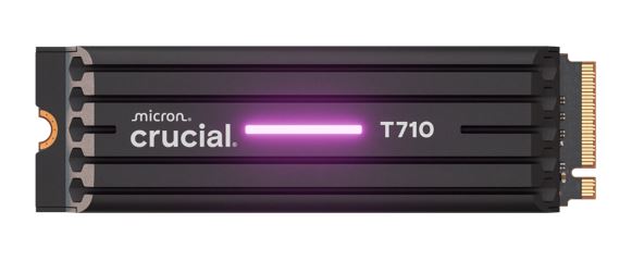 Crucial T710 1TB PCIe Gen5 NVMe 2280 SSD w Heatsink - 14900/13700 MB/s R/W 600TBW 2.2M IOPs 1.5M hrs MTTF with DirectStorage for Intel & AMD 5yrs