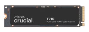 Crucial T710 2TB PCIe Gen5 NVMe 2280 SSD - 14500/13800 MB/s R/W 1200TBW 2.3M IOPs 1.5M hrs MTTF with DirectStorage for Intel & AMD 5yrs