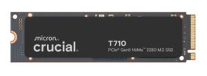 Crucial T710 4TB PCIe Gen5 NVMe 2280 SSD - 14500/13800 MB/s R/W 2400TBW 2.3M IOPs 1.5M hrs MTTF with DirectStorage for Intel & AMD 5yrs