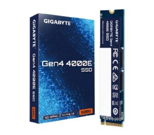 GIGABYTE Gen4 4000E 500GB NVMe PCIe 4.0 x4 M.2 2280 SSD, 3600MB/s Read, 3000MB/s Write, 1.5M Hours MTBF, 3-Year Warranty