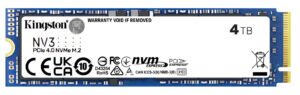 Kingston SNV3S NV3 4TB PCle 4.0x4 NVMe M.2 2280 Gen4 SSD 6000/5000MB/s 3D HAND compaitible Notebook and SFF 5Y Limited