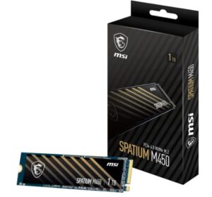 MSI SPATIUM M480 PRO PCIe 4.0 NVMe M.2 1TB SSD, 1GB DDR4, Sequential Read up to 7400MB/s, Sequential Write up to 6000MB/s, 700 TBW, 5 Year Warranty