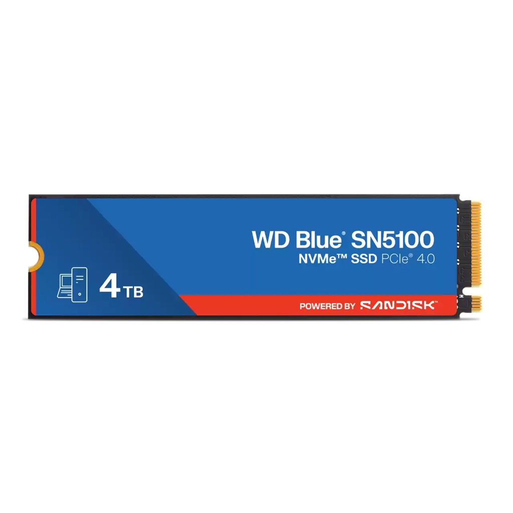 Western Digital WD Blue SN5100 NVMe™ SSD - 4TB, M.2 2280, PCIe Gen4, Read 6900MB/s, Write 6700MB/s, 900K/1100K IOPS, TBW 1200, 5yr Warranty