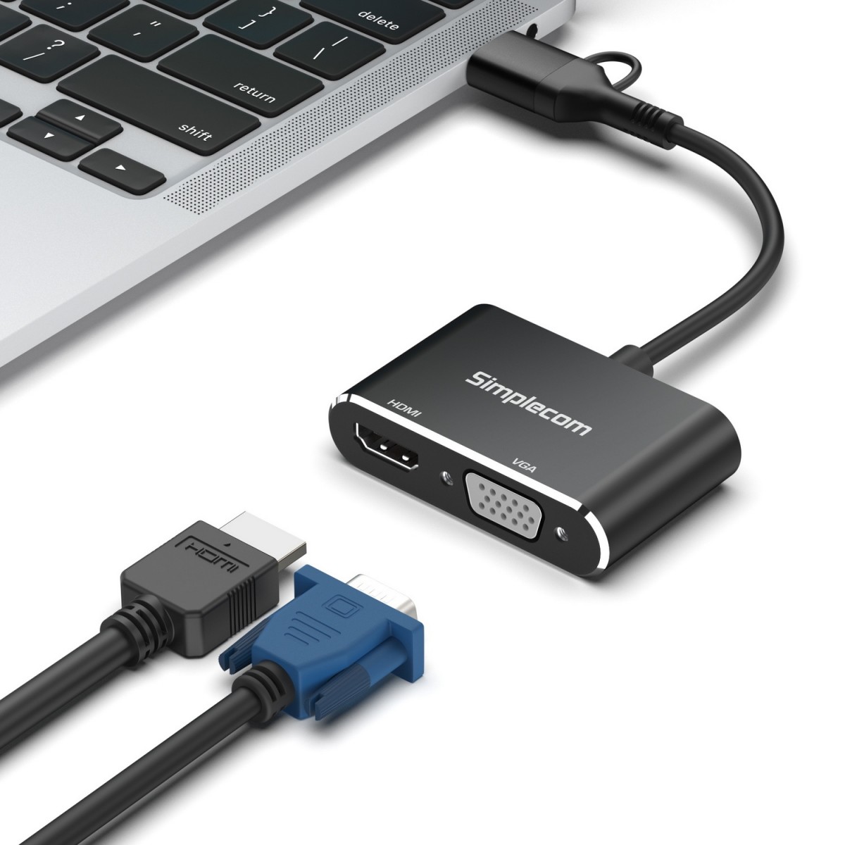 Simplecom DA326C USB 3.0 and USB-C to HDMI + VGA Video Card Adapter Full HD 1080p - Image 2
