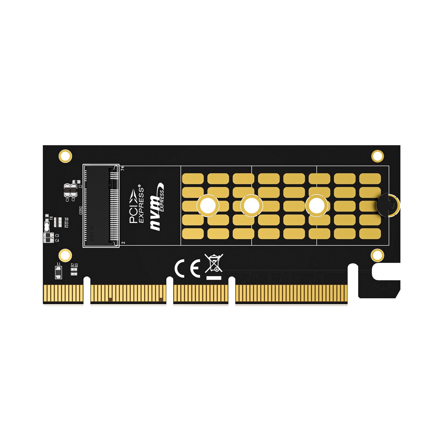 Simplecom EC415B NVMe M.2 SSD to PCIe x4 x8 x16 Expansion Card with Aluminium Heat Sink Black - Image 4