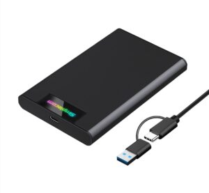 Simplecom SE239 Tool-free 2.5' SATA HDD SSD to USB-C Enclosure with RGB Lights USB 3.2 Gen 2 2 interface, utilize full speed of SATA SSD up to 6Gbps
