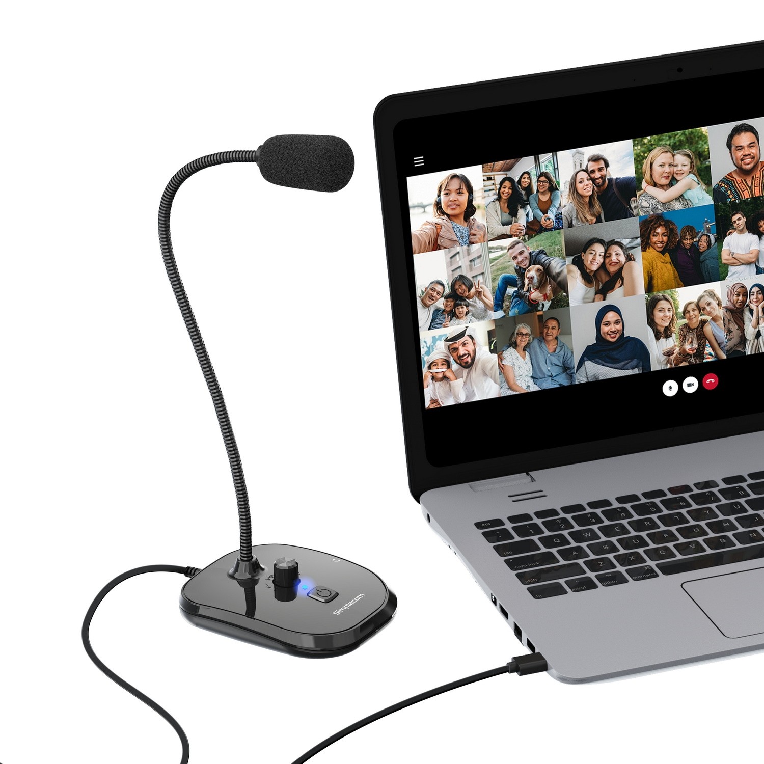 Simplecom UM360 Plug and Play USB Desktop Microphone with Headphone Jack - Image 4