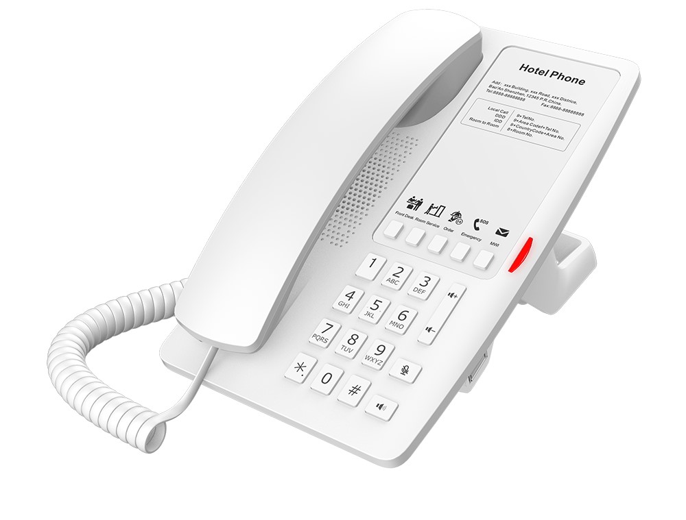 FANVIL, H4 Hotel IP Phone, White, Cost-effective hotel IP phone, HD voice, 0/100Mbps Ethernet, and PoE, 5 programmable soft keys - Image 3