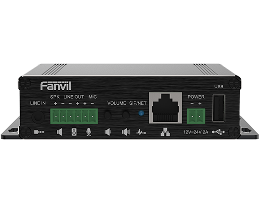 Fanvil PA3 Video Intercom & Paging Gateway, 2 SIP Lines, 1 Speaker interface and 1 microphone interface, Support USB or TF Card, Support POE
