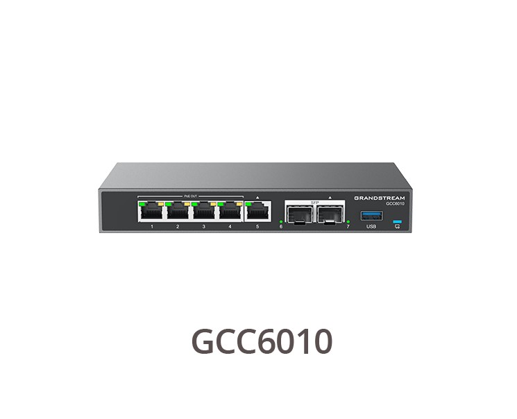 Grandstream GCC6000 Built-in IPPBX (10 Users, 4 Concurrent Calls) + enterprise-grade firewall + VPN Router + 2 x 2.5 Gb, 5 x GigE Network Switch