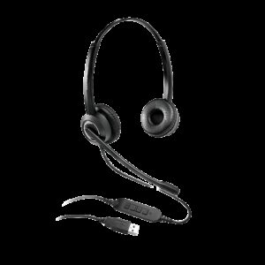 Grandstream GUV3000 Dual Ear USB Headset, Noise Canceling Microphone, HD Audio, 2m USB Cable, Suits Teams, Zoom, 3CX, Inline Controls