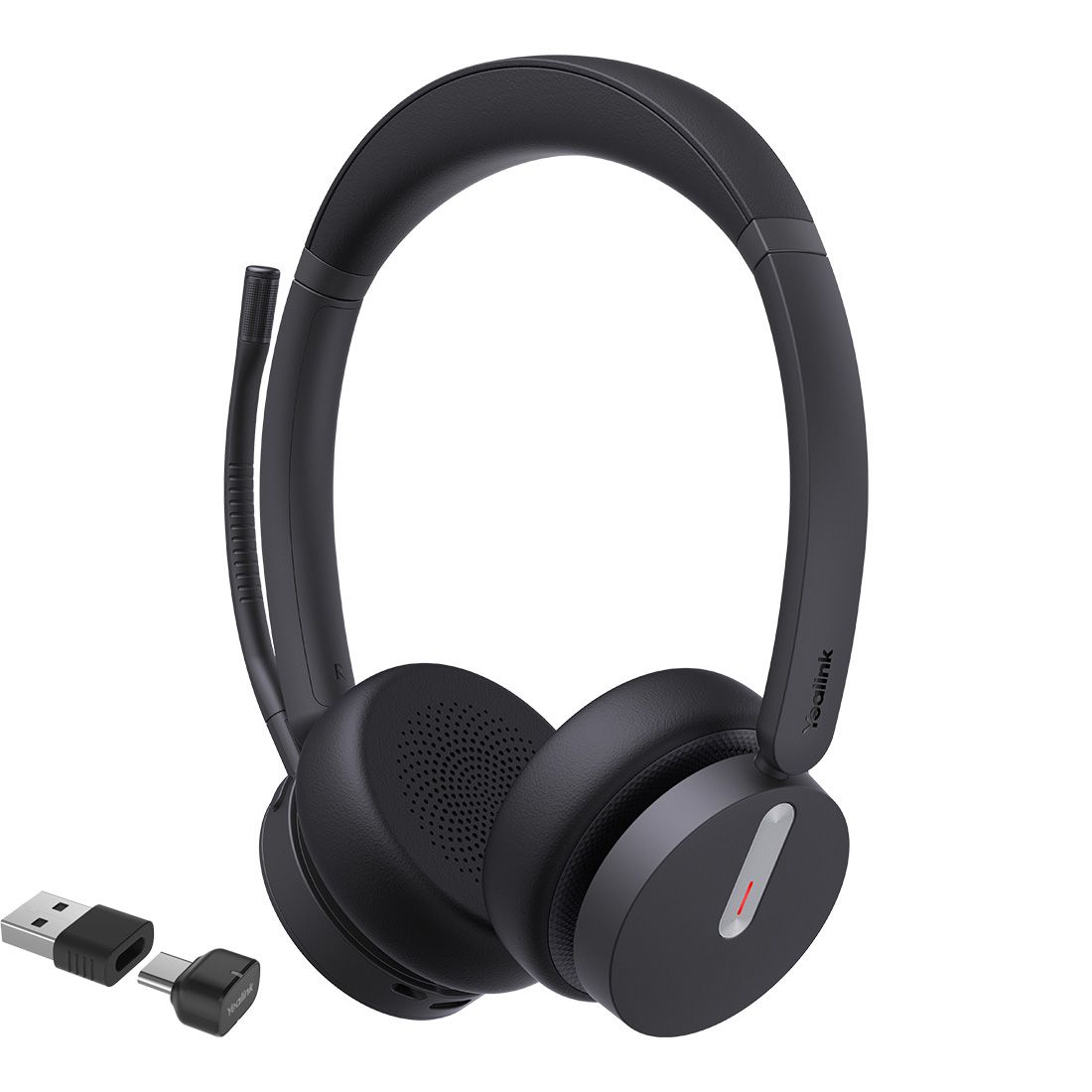 Yealink BH70 Bluetooth Wireless Dual Headset with Stand Teams USB-C/A, 3 mic noise cancellation Talk time up to 35h BT51 C Dongle with Type A Adapter - Image 2