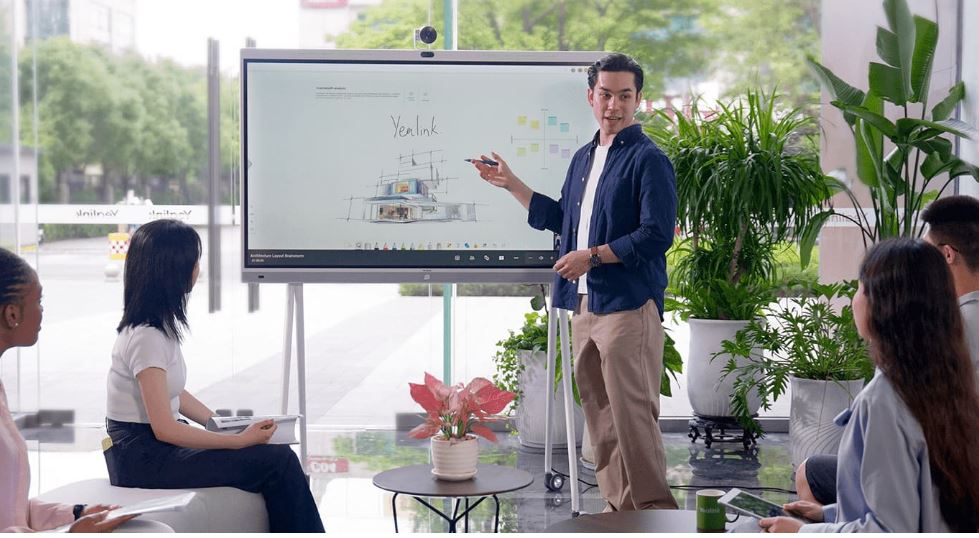 Yealink Floor stand for MeetingBoard 65' with Tray, Fit for Yealink MeetingBoard 65', Wheeled for easy transport Stable, Durable Base Practical, White - Image 2