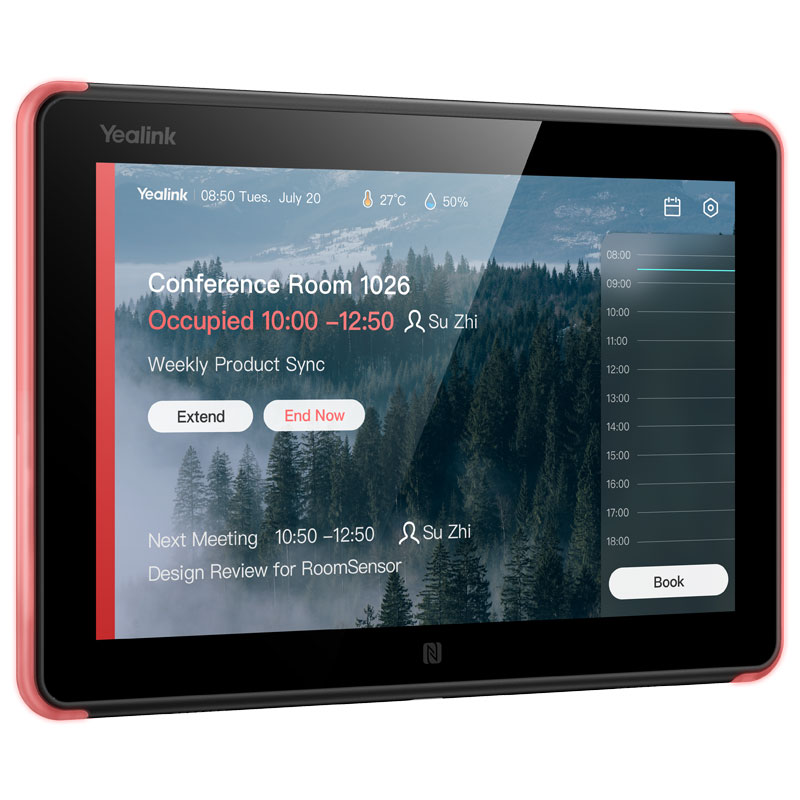 Yealink Roompanel Android based Scheduling Panel 8-inch, flush mount kit for wall or glass, 20° Tilt, PSU included, Yealink Platform, Microsoft Teams, - Image 3