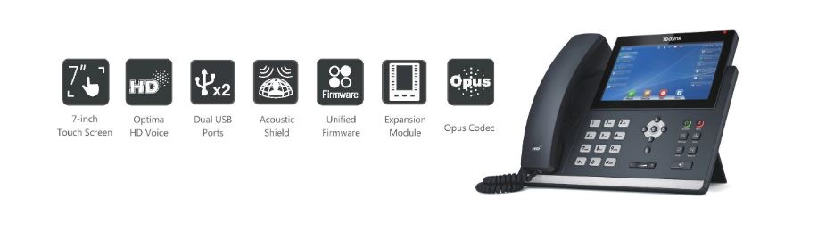Yealink T48U 16 Line IP phone, 7' 800x480 pixel colour touch screen, Optima HD voice, Dual Gigabit Ports, 1 USB port for BT40/WF40/Recording, (T48S) - Image 4