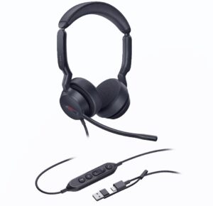 Yealink UH44 Dual UC USB-C/A Unified  Communications USB Wired Headset Dual Noise-Canceling Microphones 35mmSpeaker Busylight Leather Ear Cushions