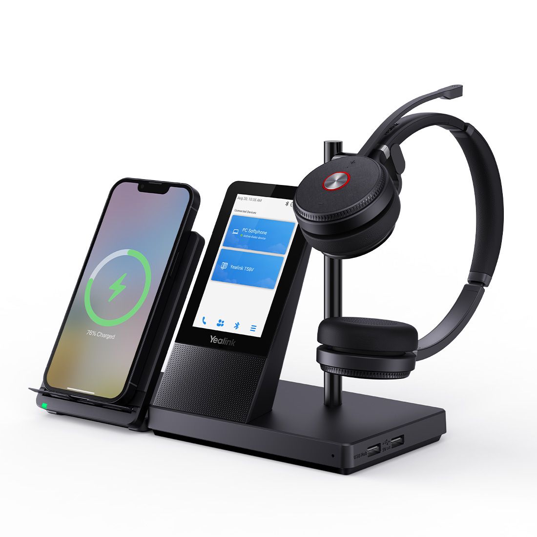 Yealink WH66 Dual UC DECT Wireless Headset,UC Workstation,HDVoice, 2-Mic Noise Cancellation&330° Adjustable, Leather Ear Cushions,Teams&Zoom Certified - Image 3