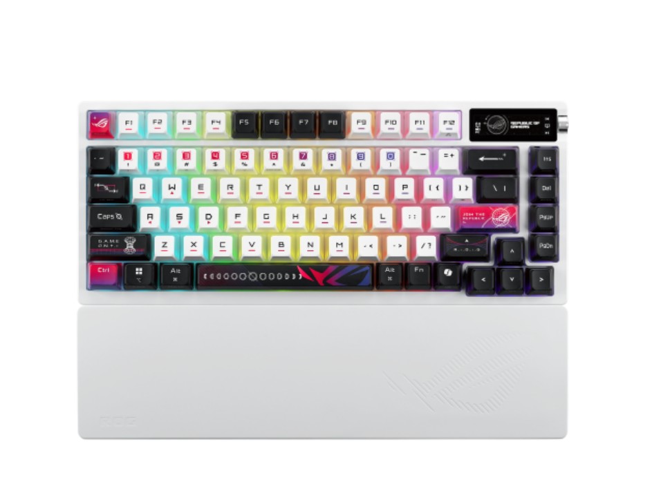 ASUS ROG AZOTH X SNOW SWITCH ROG NX V2 Mechanical Switches, Dye-sublimated, Semi-translucent keycaps, Metal top cover, gasket mount
