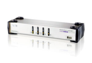 Aten Desktop KVMP Switch 4 Port Dual Display VGA w/ audio, 4x Custom KVM Cables Included, 2x USB Port, Selection Via Front Panel