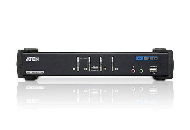 Aten Desktop KVMP Switch 4 Port Single Display DVI w/ 7.1 audio, 4x Custom KVM Cables Included, 2x USB Port, Selection Via Front Panel - Image 3