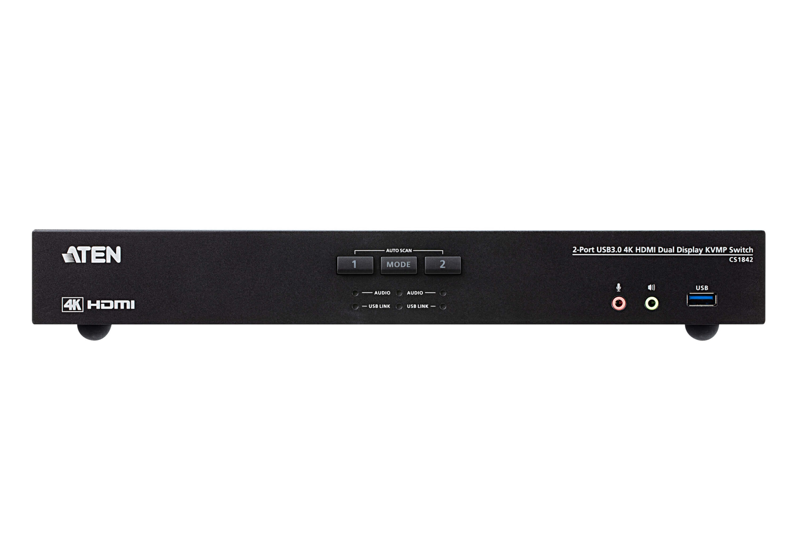 Aten Desktop KVMP Switch 2 Port Dual Display 4k HDMI w/ audio, Cables Included, 2x USB Port, Selection Via Front Panel - Image 3
