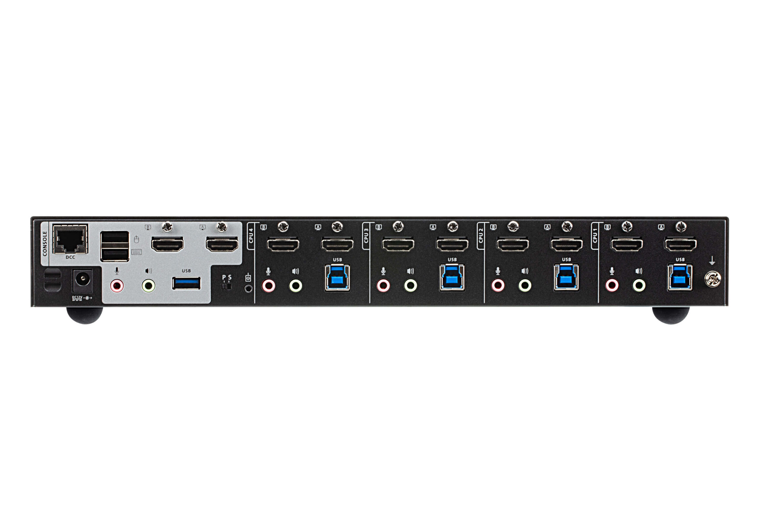 Aten Desktop KVMP Switch 4 Port Dual Display 4k HDMI w/ audio, Cables Included, 2x USB Port, Selection Via Front Panel - Image 2