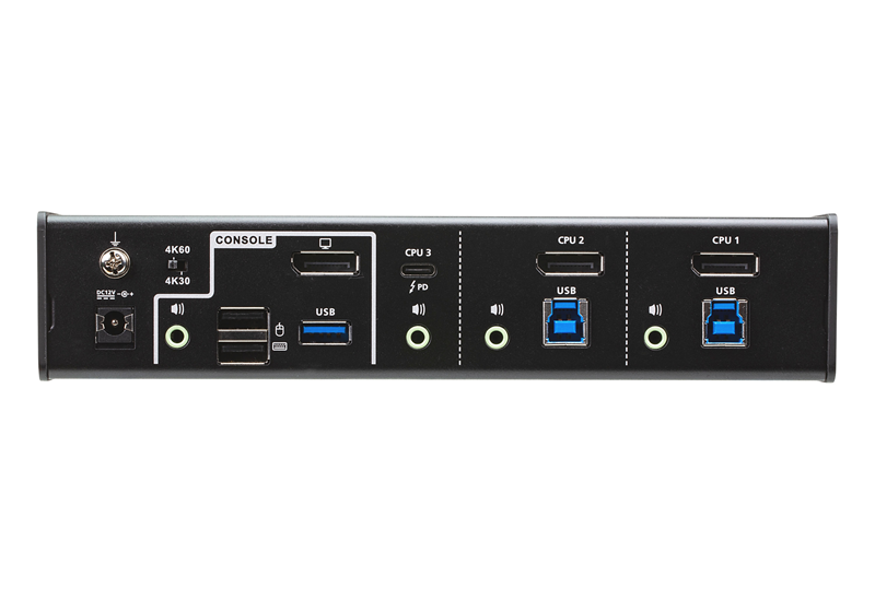 Aten 3-Port USB-C DisplayPort Hybrid KVMP Switch with 45W Power Delivery 3.0 - Image 3