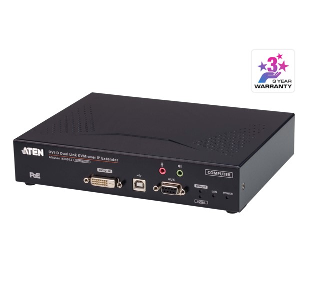 Aten Aten DVI Dual Link KVM over IP Transmitter with DC Power + Power over Ethernet support, supports up to 2560 x 1600 @ 60 Hz