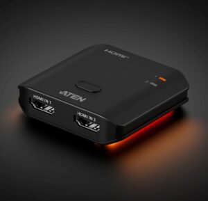 Aten Essential 2-Port 8K HDMI Switch, HDMI switch for modern gaming, 8K @ 60Hz / 4K @ 120Hz, LPCM 7.1, Dolby® & DTS-HD Master Audio™