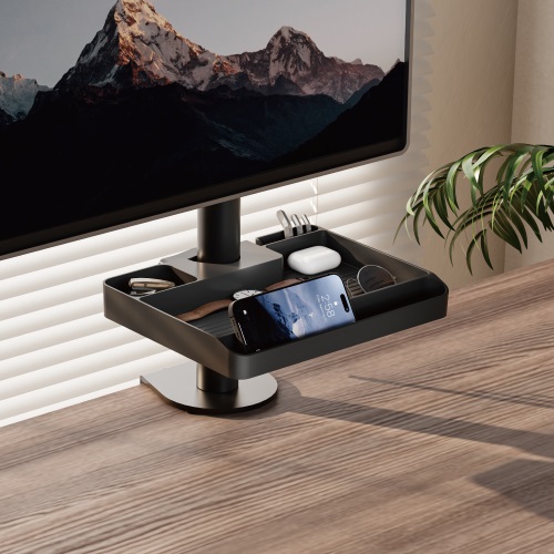 Brateck Pole Mounted Storage Shelf Easily mounted to Φ30-48mm (1.2'-1.9') poles (BLACK) 224x176x30mm (8.8'x6.9'x1.2' ) (LS) - Image 2