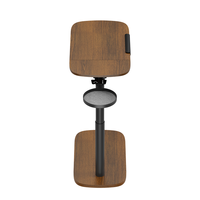 Brateck Storage-Savvy Height Adjustable Mobile Side Table, Gas-Lift Sit-Stand Desk, tabletop 723×400mm, weight capacity 10kg (Walnut) - Image 3