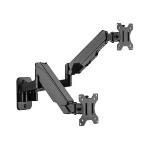 Brateck Dual Monitor Wall Mounted Gas Spring Monitor Arm 17'-32',Weight Capacity (per screen)8kg, Matte Black (LS)