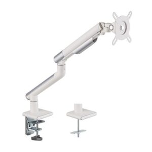Brateck Single Monitor Premium Slim Aluminum Spring-Assisted Monitor Arm Fix Most 17'-32' Monitor Up to 9kg per screen VESA 75x75/100x100 - White (LS)